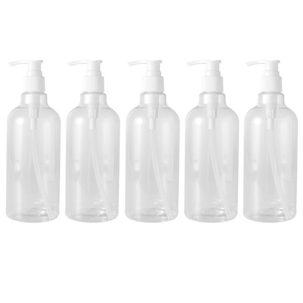5 botellas rellenables de 500 ml, transparentes, para champú, loción y líquido, para baño y cocina.