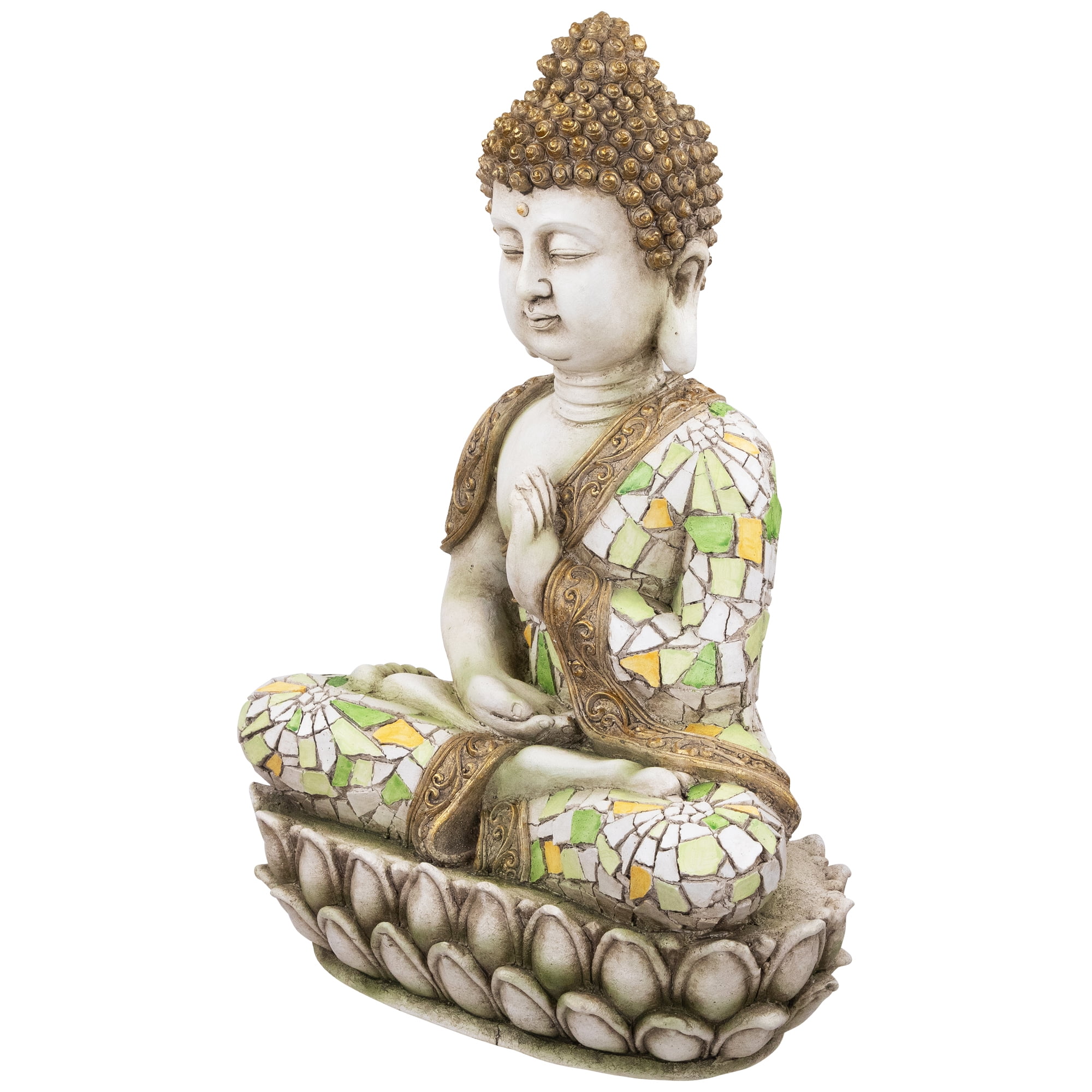 Northlight Meditating Mosaic Buddha Outdoor Ceramic Garden Statue - 19.5"