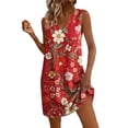 thumbnail image 2 of IUYRTFE Women's Sleeveless V Neck Floral Print Summer Dress with Pockets Loose Fit Casual Shift Tunic, 2 of 7