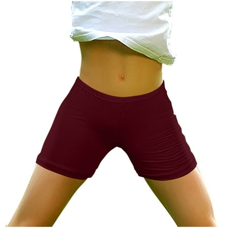 Kids Jean Shorts Ripped Girls Dance Shorts  Kids Volleyball Bike Athletic Shorts  Girls Compression Shorts Leggings for Under Dress Activewear Women s Boy Shorts Underwear Wine 4Y