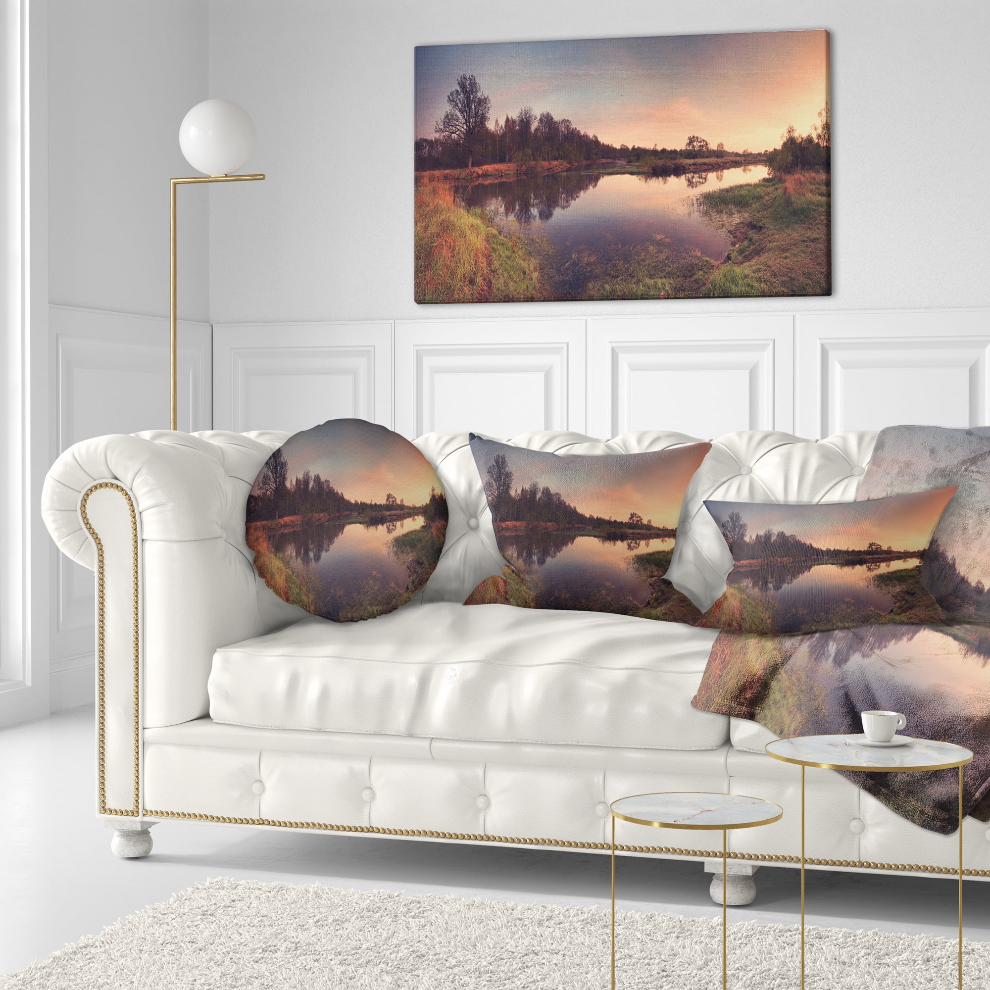 Designart Yellow Tinged Spring Mountains - Landscape Printed Throw Pillow - 12x20