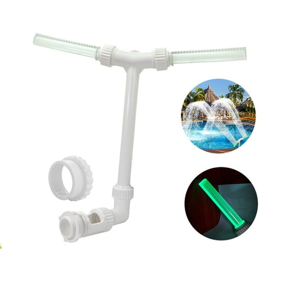 Luminous Dual Spray Pool Fountain with Adapter, Glowing Waterfall Water Feature for Inground Pools and Backyard Ponds