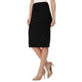 thumbnail image 2 of Moa Collection Women's Elastic High Waist Stretch Comfy Office Work Wear Solid Midi Skirt S-3XL, 2 of 5