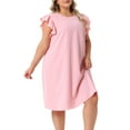 thumbnail image 2 of DARING DIVA Plus Size Flare Sleeve Sleeveless Tank Dress 2X Pink, 2 of 6
