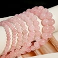 thumbnail image 6 of Natural Stone Rose Quartz Round Beads Elastic Bracelet Bohemian Women's Fashion Charm Summer Holiday Beach Handmade Jewelry, 6 of 6