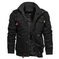 thumbnail image 3 of Men's Plush Thickened Midi Washed Cotton Jacket Cotton Jacket Plus-size Loose Coat Hooded Detachable, 3 of 3