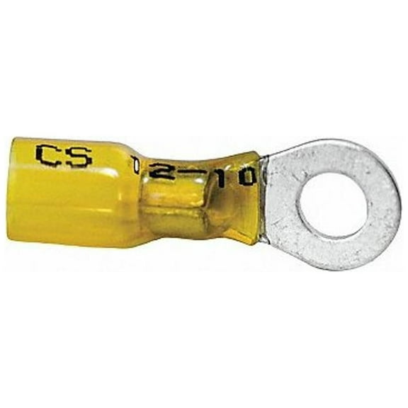 Velvac Ring Terminal,Yellow,12 AWG,10 AWG,PK10 37414