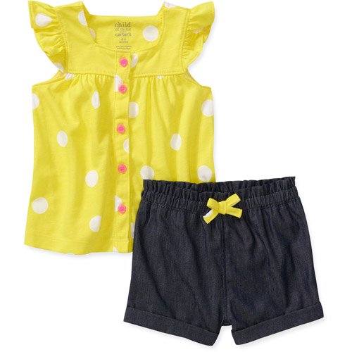 Child of Mine by Carters Newborn Girls' 2 Piece Bee Dot Shirt and Short