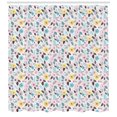 thumbnail image 3 of Colorful Shower Curtain, Doodle Rose Bloom Daffodil Anemone Daisy Leaves Branches Summer Season Nature, Fabric Bathroom Set with Hooks, 69W X 75L Inches Long, Multicolor, by Ambesonne, 3 of 3