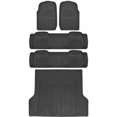 BDK Super Duty Rubber Floor Mats for Car SUV and Van 3 Rows with Cargo Mat, All Weather, Heavy Duty, 3 (Best Rated Cargo Vans)