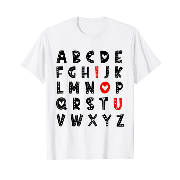 ABC Alphabet I Love English Teacher Valentine's Day T-Shirt