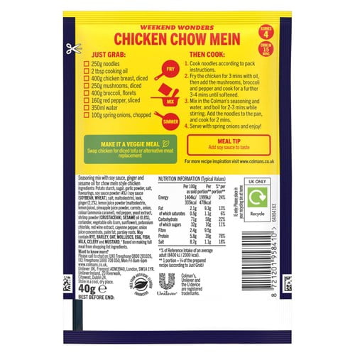 Colman's Chow Mein Meal Maker 40g, British Import (Pack of 2)