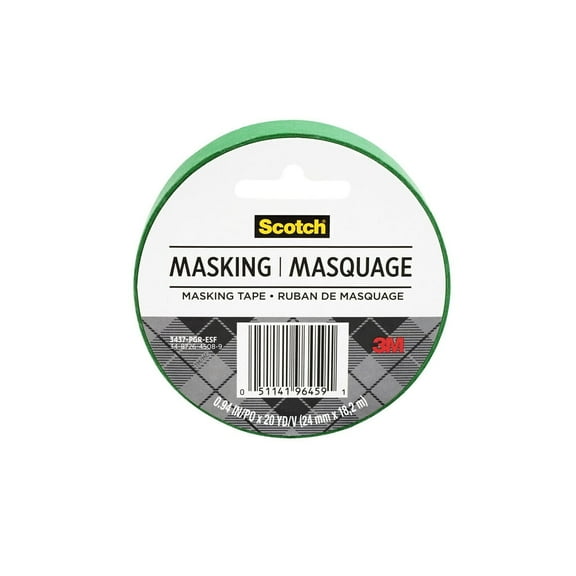 Scotch, MMM3437PGR, Expressions Masking Tape, 1 / Roll, Primary Green