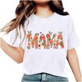 thumbnail image 5 of GaThRRgYP Womens Tshirts Trendy Fashion Tops,Women Mother's Day Gift Mom Flower Print Short Sleeve Round Neck T-shirt Pattern Top White XL, 5 of 7