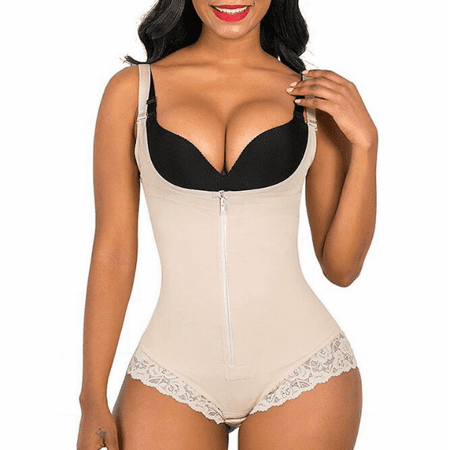 

Wish Shapewear for Women Tummy Control Body Shaper Zipper Open Bust Bodysuit --- Complexion（Size 2XL） S2066