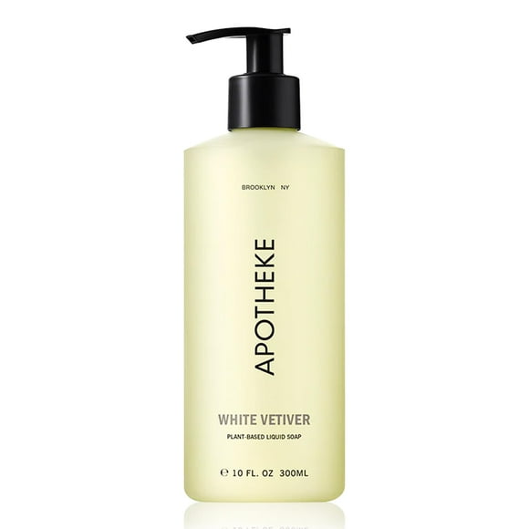 APOTHEKE Savon Liquide pour les Mains, Vétiver Blanc (10 Fl Oz) - Nettoyant pour les Mains Hydratant à la Noix de Coco Naturelle et à l'Aloès