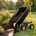 thumbnail image 4 of Folding Poly Garden Dump Cart with Heavy‑Duty Steel Frame, 10 Inch Pneumatic Tires Black Utility Wagon Wheelbarrow for Yard Lawn Gardening Soil Fertilizer Transport, 4 of 10