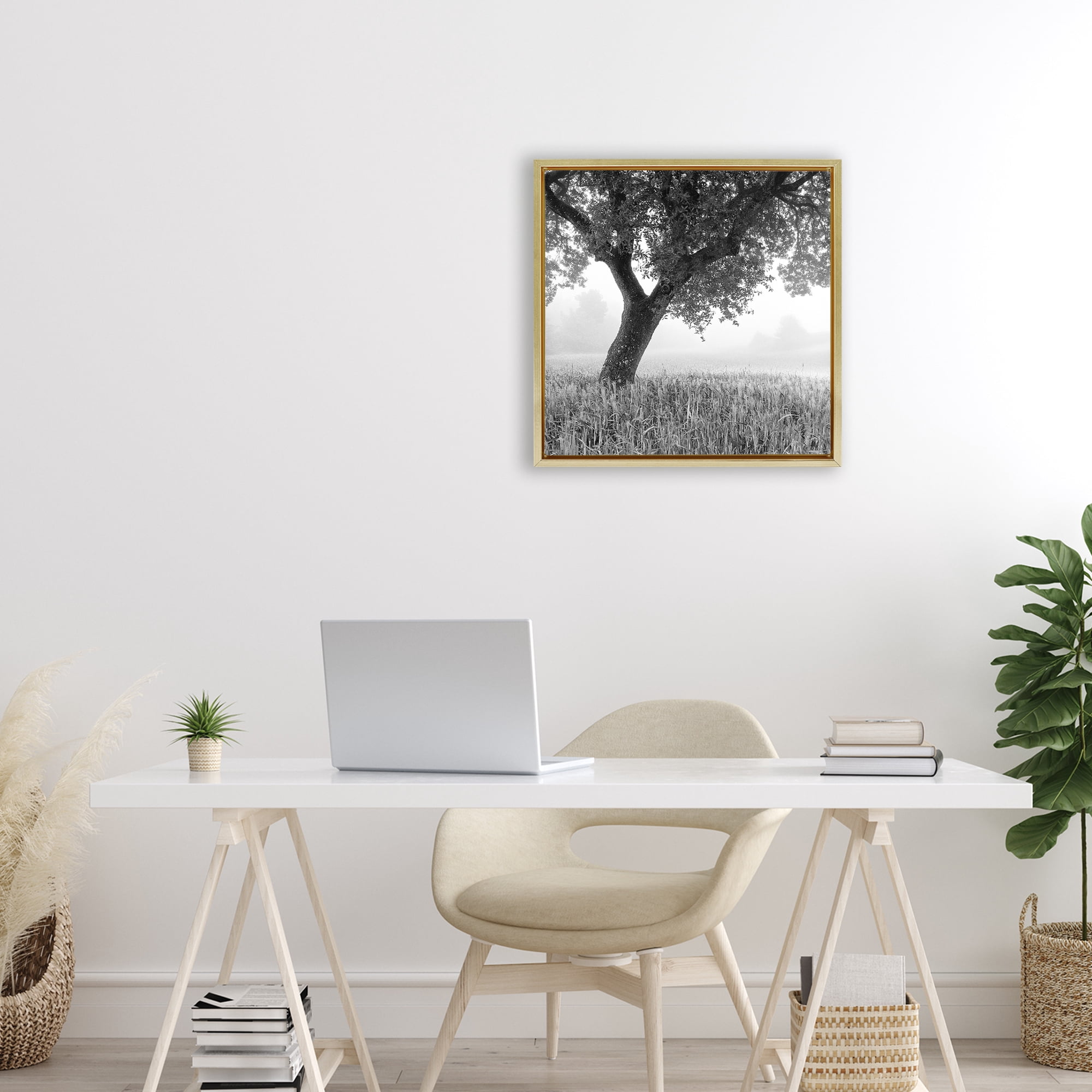 Stupell Industries Tuscan Morning Oak in Mist Gold Framed Floater Canvas Wall Art, design by Chip Forelli