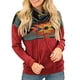 thumbnail image 1 of Sudadera holgada estampada para mujer con bolsillos, talla S, suéter de patchwork de manga larga rojo, 1 of 6