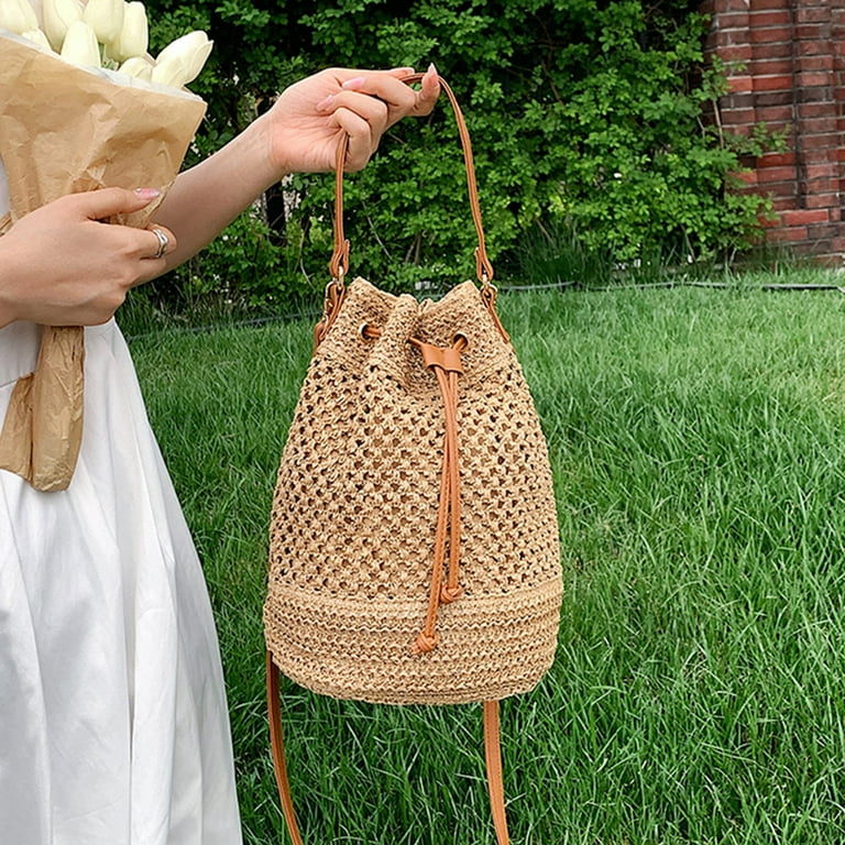 Straw drawstring online bag