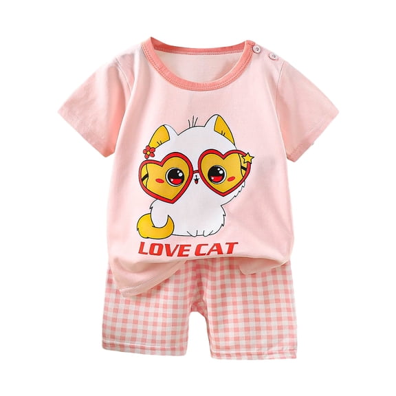 UAYOTSE Toddler Boys Outfits Short Sleeve Tops Pants Child 2Pcs Set Kids Clothing Sets for Boys Girls,Sizes 5-6 Years