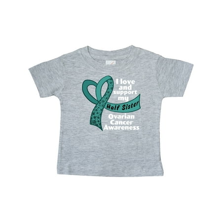

Inktastic I Love and Support My Half Sister Ovarian Cancer Teal Ribbon Gift Baby Boy or Baby Girl T-Shirt