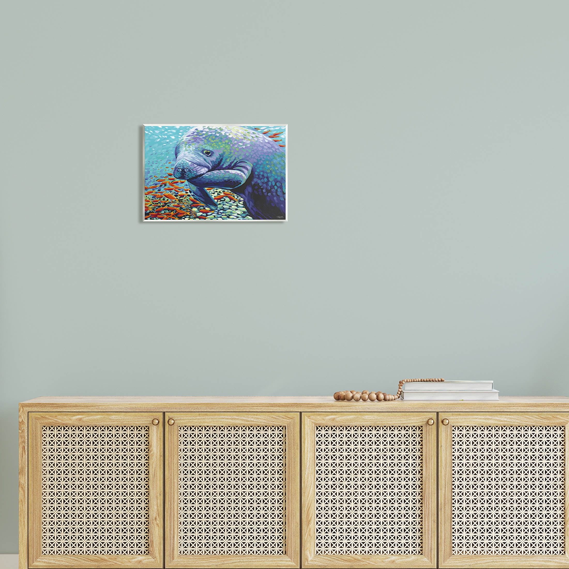 Stupell Industries Underwater Manatee Impressionist Painting Unframed Art Print Wall Art, Design by Carolee Vitaletti