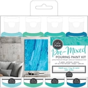 American Crafts Color Pour Pre-Mixed Paint Kit 4/Pkg-Tidal Wave