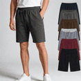 thumbnail image 5 of Elvqul Men's Casual Drawstring Shorts Polyester Blend Knee-Length Solid Color — Elastic Waistband Relaxed Fit Lightweight Breathable Summer Beach Gym Vacation Shorts, 5 of 8