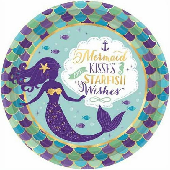 Mermaid 'Mermaid Wishes' Large Paper Plates (8ct)