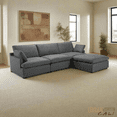 thumbnail image 2 of Urban Cali Long Beach Sectionnel Modulaire Moyen avec Ottoman (Gris), 2 of 42