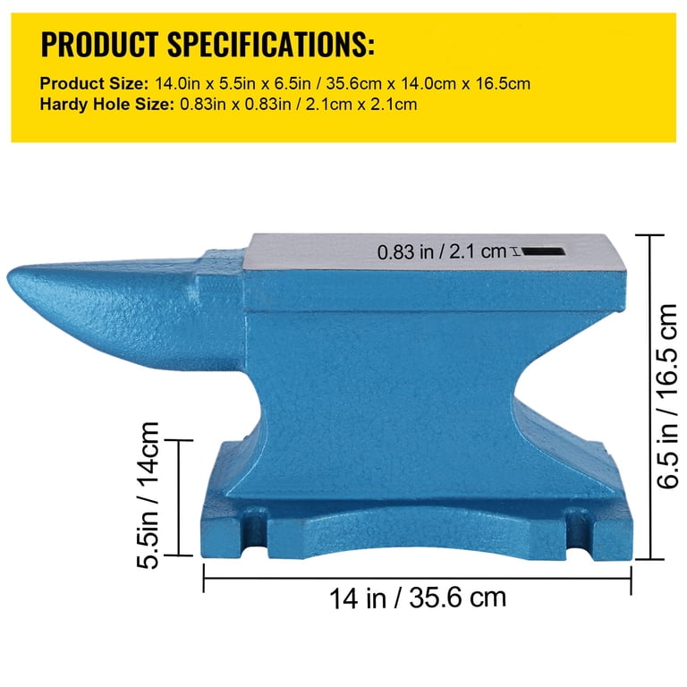 VEVOR Single Horn Anvil 55Lbs,Cast Iron Anvil Blacksmith