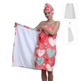 thumbnail image 2 of Colevkie Women 2 Pieces Bath SKirt & Shower Cap Bath Wrap Set Portable Adjustable Beach Towel Hair Drying Cap Quick Drying for Bathroom Sauna Spa Printed Cute Hearts Pattern, 2 of 8