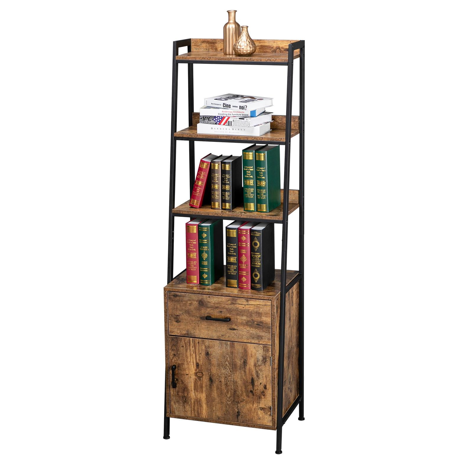 UBesGoo 4Shelf Ladder Bookcase, Freestanding Storage Tall