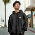 thumbnail image 4 of Dalix Alien Embroidery Washed Hoodie Sweatshirt Hoodie Fleece Relaxed Fit Lounge Mens in Black XS X-Small, 4 of 5