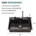 thumbnail image 2 of Drop In Kitchen Sink 30 Inch Single Bowl, Top Mount Stainless Steel Kitchen Sink, Deep Rust Resistant Kitchen Sink with Noise Reduction, 2 of 9