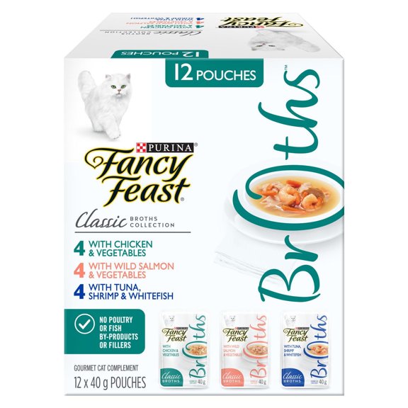 Fancy Feast Classic Broths Collection Variety Pack, Cat Treats 40 g x 12