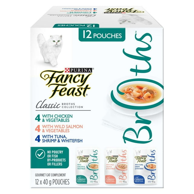 Fancy Feast Classic Broths Collection Variety Pack, Cat Treats 40 g x 12