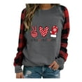 thumbnail image 2 of Qiylii Women Christmas Cartoon T shirt  Plaid Long Sleeve O-Neck Sweatshirt, 2 of 5