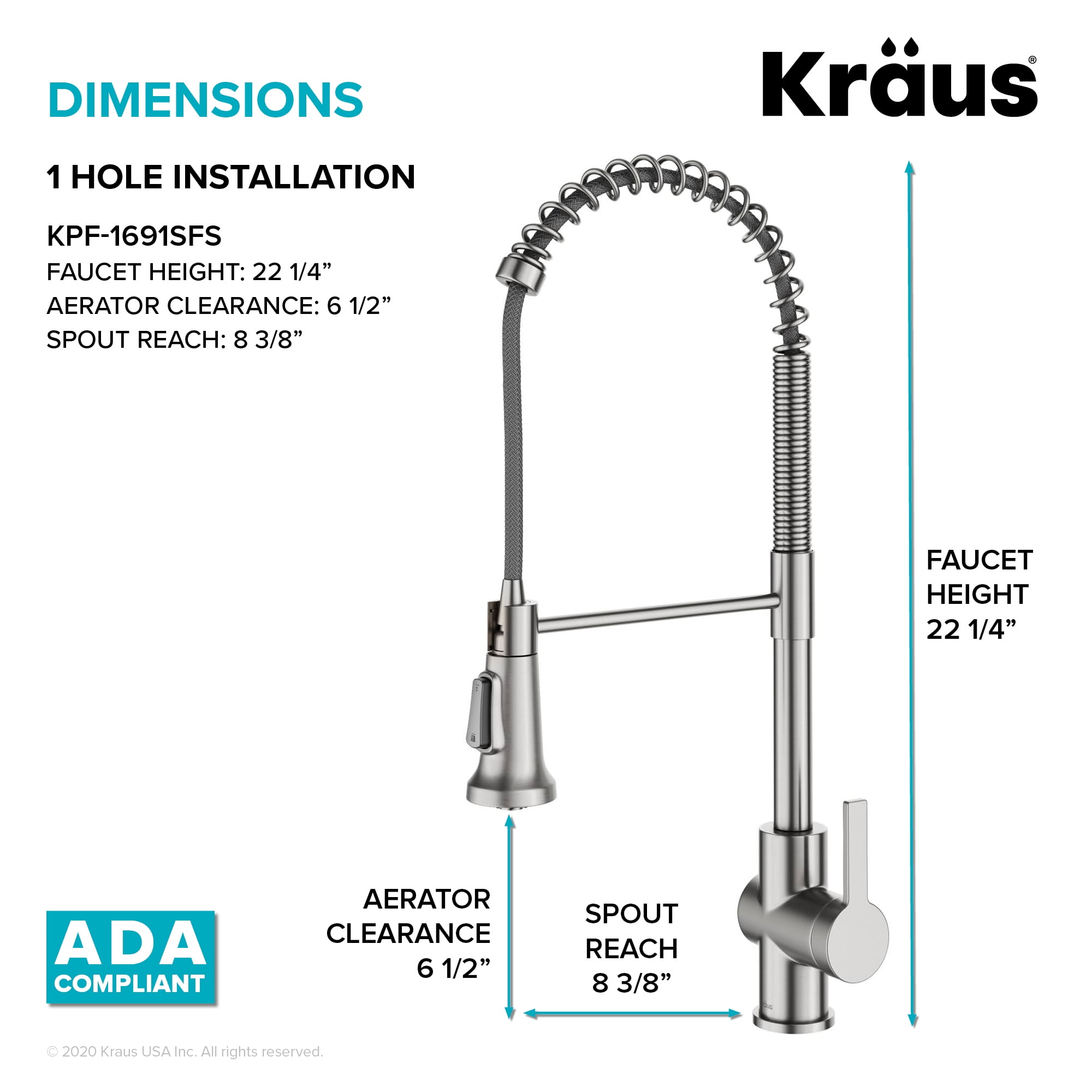 Kraus Britt Commercial Style Pull-Down Single Handle Kitchen Faucet in Spot Free Stainless Steel