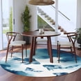 thumbnail image 3 of Navy Blue Fish Round Area Rug 7Ft Washable Circle Rugs for Dorm Laundry Room, Nautical Coastal Summer Ocean Modern Art Non-Slip Carpet Floor Mats Indoor Outdoor Carpet Runner Aesthetic Home Decor, 3 of 8