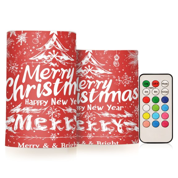 BZSMCE Flameless Candles LED Lights Design Snowtreen and Snowflak for Christmas Creativity Battery Candles