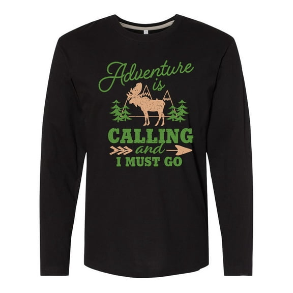 Inktastic Vintage Adventure is Calling and I Must Go with Moose Long Sleeve T-Shirt