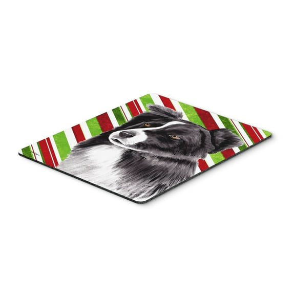"Border Collie Candy Cane Holiday Christmas Mouse Pad Hot Pad or Trivet"
