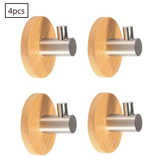 Adhesive Hooks Bamboo and Stainless Steel Ultra Strong Coat Hanger