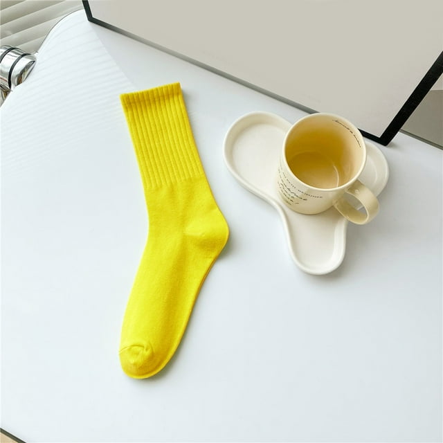 Womens Socks Solid Color Socks Colorful Lightweight Cotton Pile Socks Athletic Socks