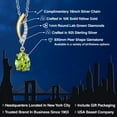 thumbnail image 2 of Gem Stone King 925 Silver and 10K Yellow Gold Green Peridot and White Lab Grown Diamond Pendant Necklace for Women | 1.12 Cttw | Gemstone August Birthstone | Pear Shape 8X6MM | With 18 inch Chain, 2 of 6