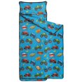 thumbnail image 2 of Monster Cartoon Truck Blue Pattern Teens Toddler Nap Mat with Pillow, Sleeping Mat Bag for Preschool Daycare 59"x22", 2 of 6