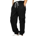 thumbnail image 2 of DJDLJWCJ Big Boys Cargo Pants Elastic Waist Drawstring Jogger Pants School Uniform Pants Lightweight Side Pocket Casual Pants Black Size 9, 2 of 10