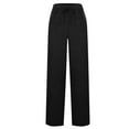 thumbnail image 6 of Enjoytime Comfy Pants Women Solid Color Elastic Waist Lounge Pants with Side Pockets Office Business Casual Trousers Black XXL, 6 of 7